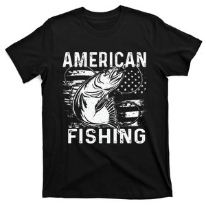 American fishing a fish next to a fishing hook T-Shirt