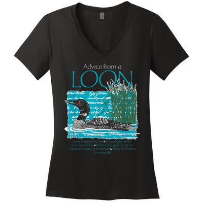 Advice From A Loon Spend Time At The Lake Women's V-Neck T-Shirt