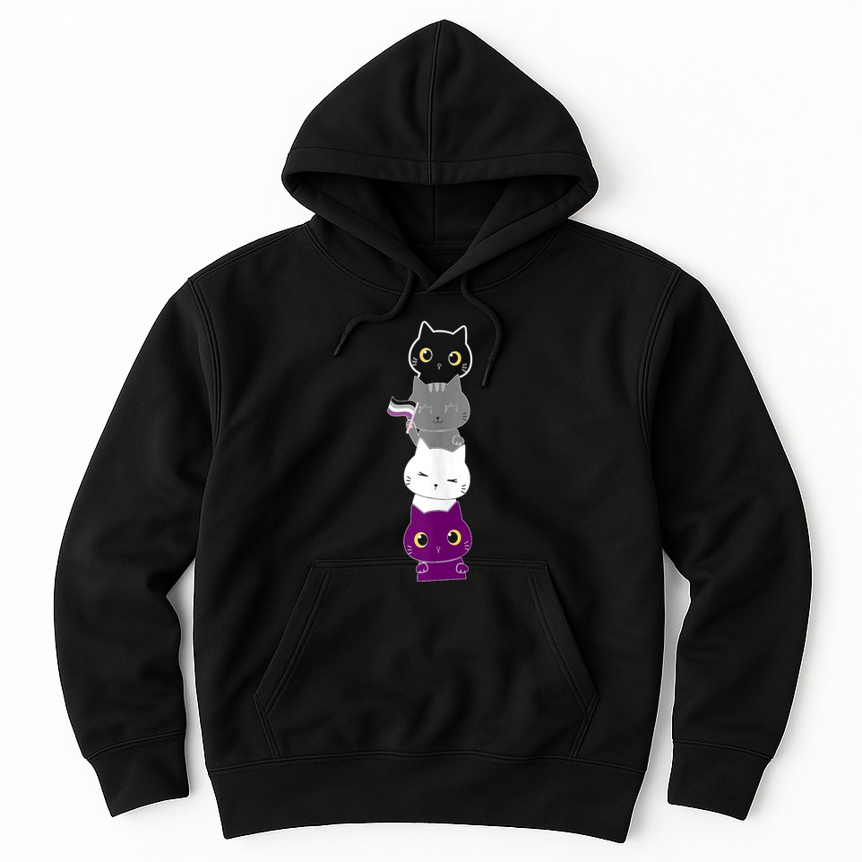 Asexuality Flag Animal Cat Ace Pride Demisexual Gift Asexual Hoodie