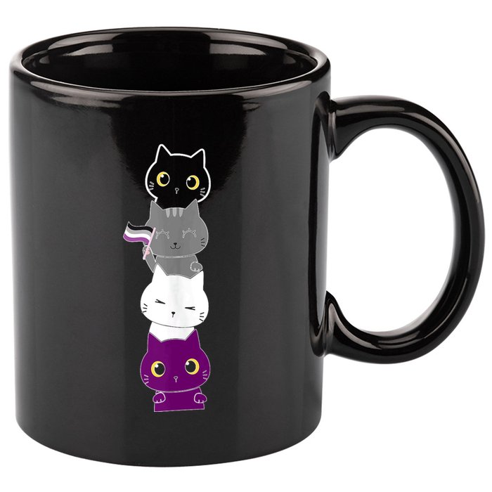Asexuality Flag Animal Cat Ace Pride Demisexual Gift Asexual 11oz C Handle Ceramic Mug