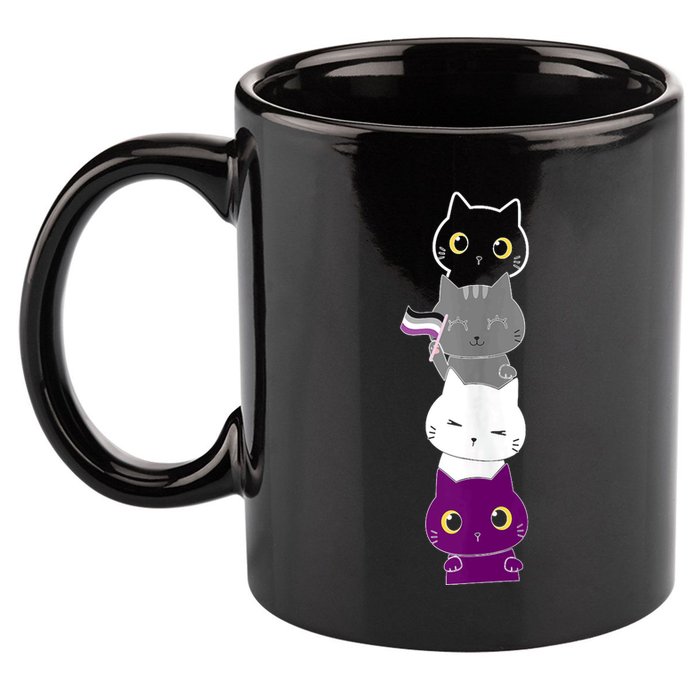 Asexuality Flag Animal Cat Ace Pride Demisexual Gift Asexual 11oz C Handle Ceramic Mug