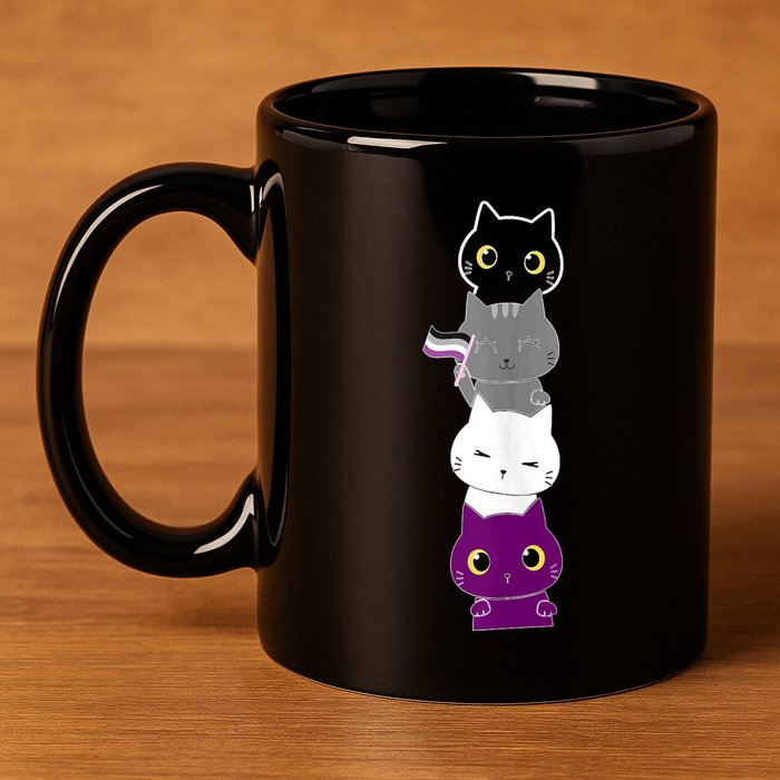 Asexuality Flag Animal Cat Ace Pride Demisexual Gift Asexual 11oz C Handle Ceramic Mug
