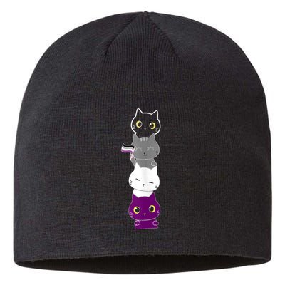 Asexuality Flag Animal Cat Ace Pride Demisexual Gift Asexual Sustainable Beanie