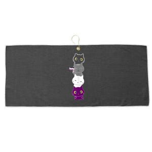 Asexuality Flag Animal Cat Ace Pride Demisexual Gift Asexual Large Microfiber Waffle Golf Towel