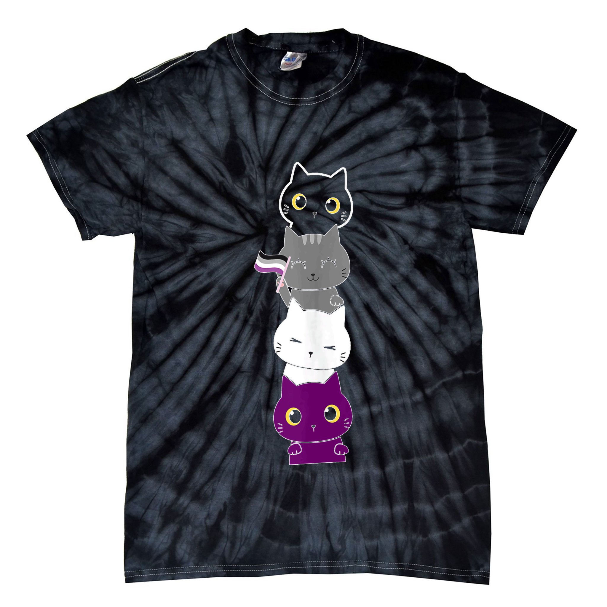 Asexuality Flag Animal Cat Ace Pride Demisexual Gift Asexual Tie-Dye T-Shirt