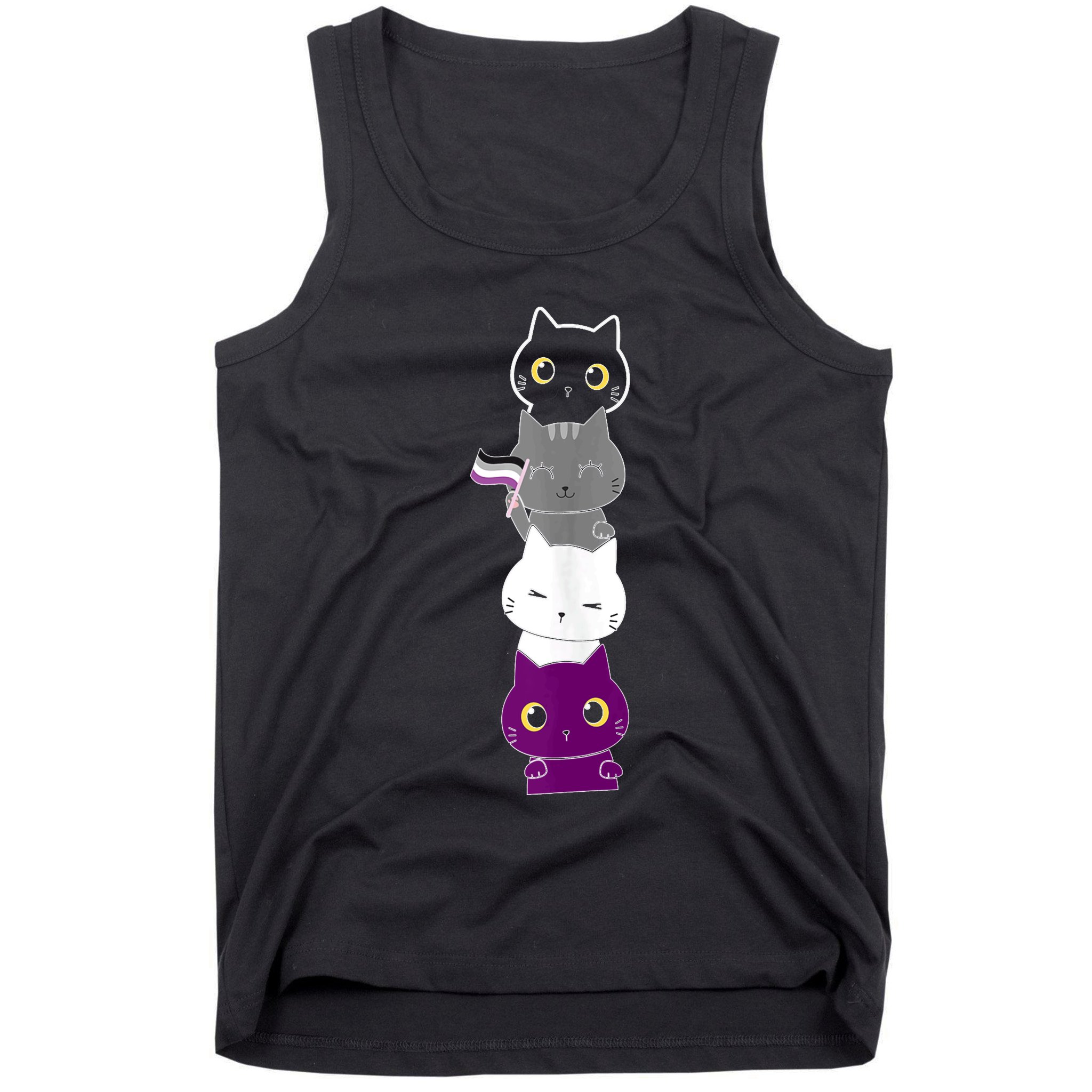 Asexuality Flag Animal Cat Ace Pride Demisexual Gift Asexual Tank Top