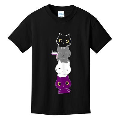 Asexuality Flag Animal Cat Ace Pride Demisexual Gift Asexual Kids T-Shirt