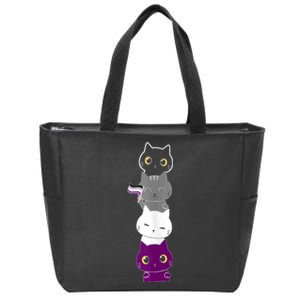 Asexuality Flag Animal Cat Ace Pride Demisexual Gift Asexual Zip Tote Bag