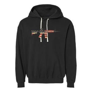 American Flag Ar15 Garment-Dyed Fleece Hoodie