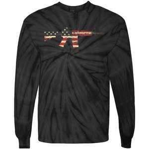 American Flag Ar15 Tie-Dye Long Sleeve Shirt