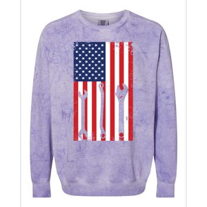 American Flag Auto Car Diesel Mechanic Dad Mechanics Gift Funny Gift Colorblast Crewneck Sweatshirt