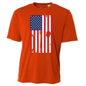 American Flag Auto Car Diesel Mechanic Dad Mechanics Gift Funny Gift Cooling Performance Crew T-Shirt