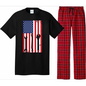 American Flag Auto Car Diesel Mechanic Dad Mechanics Gift Funny Gift Pajama Set