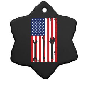 American Flag Auto Car Diesel Mechanic Dad Mechanics Gift Funny Gift Ceramic Star Ornament