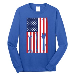 American Flag Auto Car Diesel Mechanic Dad Mechanics Gift Funny Gift Long Sleeve Shirt