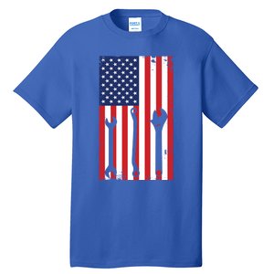 American Flag Auto Car Diesel Mechanic Dad Mechanics Gift Funny Gift Tall T-Shirt