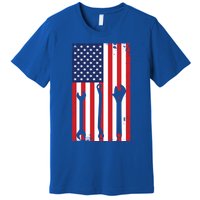 American Flag Auto Car Diesel Mechanic Dad Mechanics Gift Funny Gift Premium T-Shirt