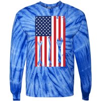 American Flag Auto Car Diesel Mechanic Dad Mechanics Gift Funny Gift Tie-Dye Long Sleeve Shirt