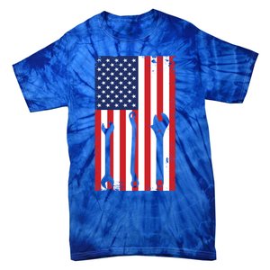 American Flag Auto Car Diesel Mechanic Dad Mechanics Gift Funny Gift Tie-Dye T-Shirt