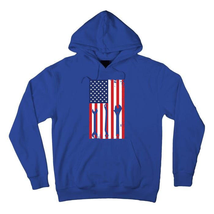 American Flag Auto Car Diesel Mechanic Dad Mechanics Gift Funny Gift Tall Hoodie