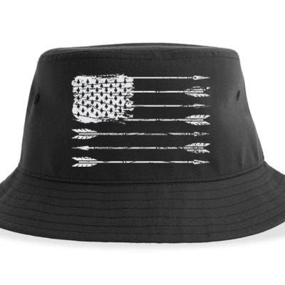 American Flag Arrow Archery Bowhunting Gifts Archer Hunter Sustainable Bucket Hat