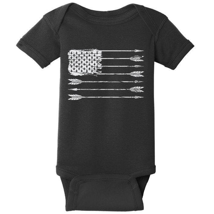 American Flag Arrow Archery Bowhunting Gifts Archer Hunter Baby Bodysuit