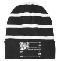 American Flag Arrow Archery Bowhunting Gifts Archer Hunter Striped Beanie with Solid Band