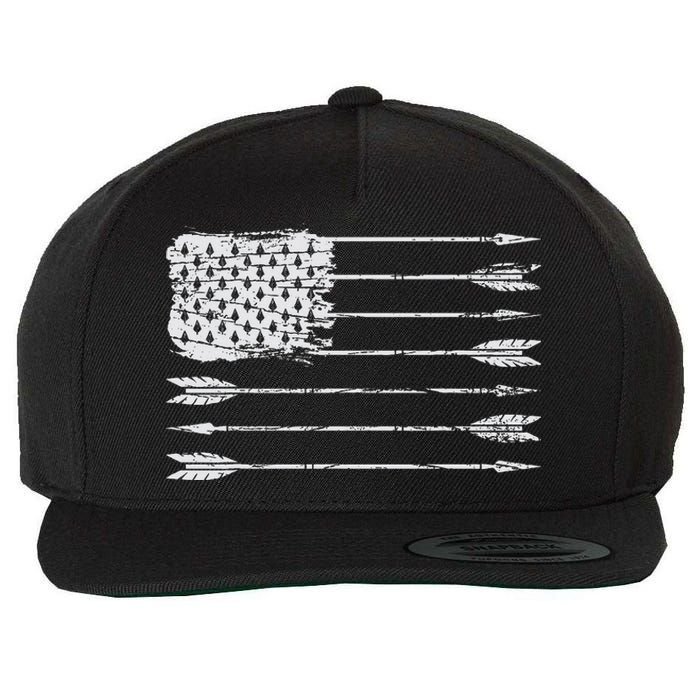 American Flag Arrow Archery Bowhunting Gifts Archer Hunter Wool Snapback Cap