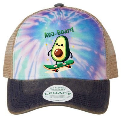 Avoboard Funny Avocado On A Skateboard Vegan Food Boy Legacy Tie Dye Trucker Hat