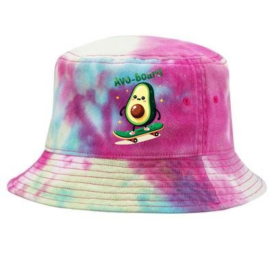 Avoboard Funny Avocado On A Skateboard Vegan Food Boy Tie-Dyed Bucket Hat