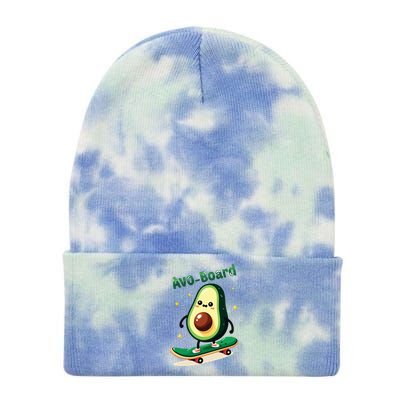 Avoboard Funny Avocado On A Skateboard Vegan Food Boy Tie Dye 12in Knit Beanie