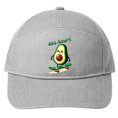 Avoboard Funny Avocado On A Skateboard Vegan Food Boy 7-Panel Snapback Hat