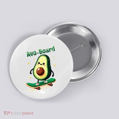 Avoboard Funny Avocado On A Skateboard Vegan Food Boy Button