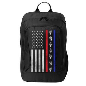 American Flag Asl American Sign Language America Usa City Backpack