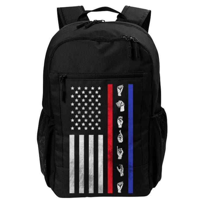 American Flag Asl American Sign Language America Usa Daily Commute Backpack