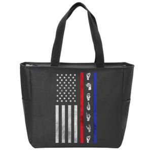 American Flag Asl American Sign Language America Usa Zip Tote Bag