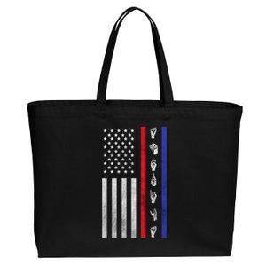 American Flag Asl American Sign Language America Usa Cotton Canvas Jumbo Tote