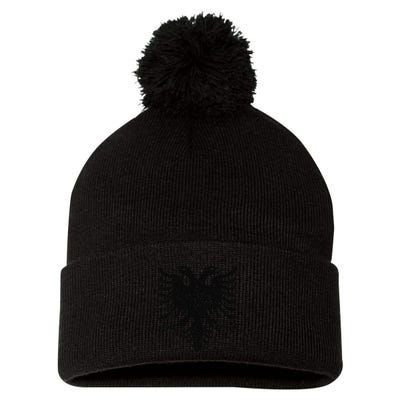 Albania Flag Albanian Doubleheaded Eagle Pom Pom 12in Knit Beanie