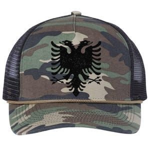 Albania Flag Albanian Doubleheaded Eagle Retro Rope Trucker Hat Cap