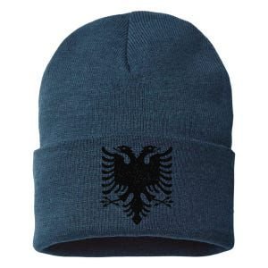 Albania Flag Albanian Doubleheaded Eagle Sustainable Knit Beanie