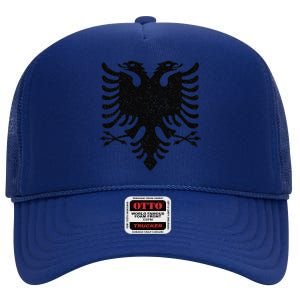 Albania Flag Albanian Doubleheaded Eagle High Crown Mesh Back Trucker Hat