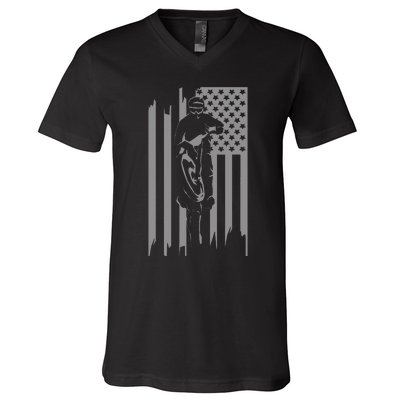 American FlagMotocross Apparel Motocross Dirt Bike V-Neck T-Shirt