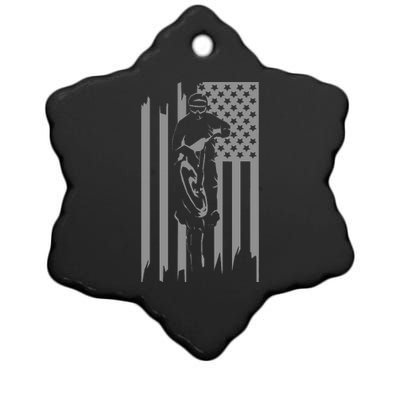 American FlagMotocross Apparel Motocross Dirt Bike Ceramic Star Ornament