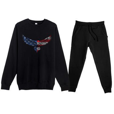 American Flag An Eagle Mullet Patriotic For Dad Husband Premium Crewneck Sweatsuit Set