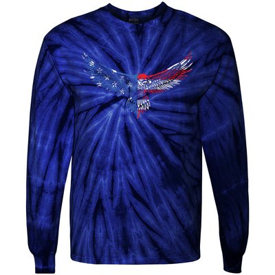 American Flag An Eagle Mullet Patriotic For Dad Husband Tie-Dye Long Sleeve Shirt