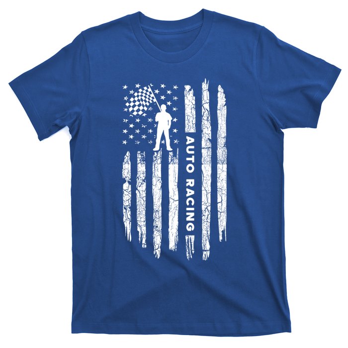 American Flag Auto Racing Clothing Gift Vintage Auto Racing Meaningful Gift T-Shirt