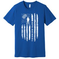 American Flag Auto Racing Clothing Gift Vintage Auto Racing Meaningful Gift Premium T-Shirt