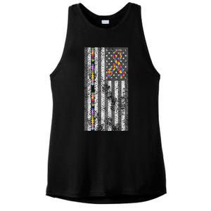 American Flag Autism Awareness Puzzle Piece & Ribbon Ladies PosiCharge Tri-Blend Wicking Tank