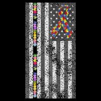 American Flag Autism Awareness Puzzle Piece & Ribbon Cooling Performance Crew T-Shirt