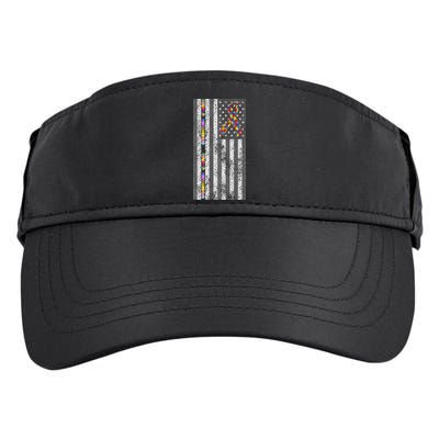 American Flag Autism Awareness Puzzle Piece & Ribbon Adult Drive Performance Visor
